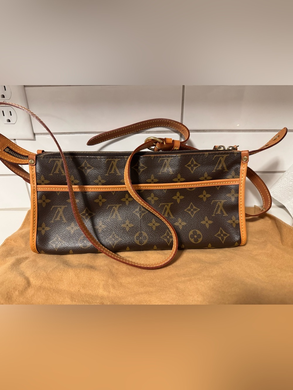Louis Vuitton Monogram Popincourt Long Shoulder Bag Crossbody Purse Brown Canvas